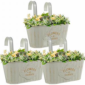 Горщики квіткові підвісні 3 шт. Металеві Вінтажні зі знімними гачками 27 x 14,5 x 24 см Scatter - Фото 1
