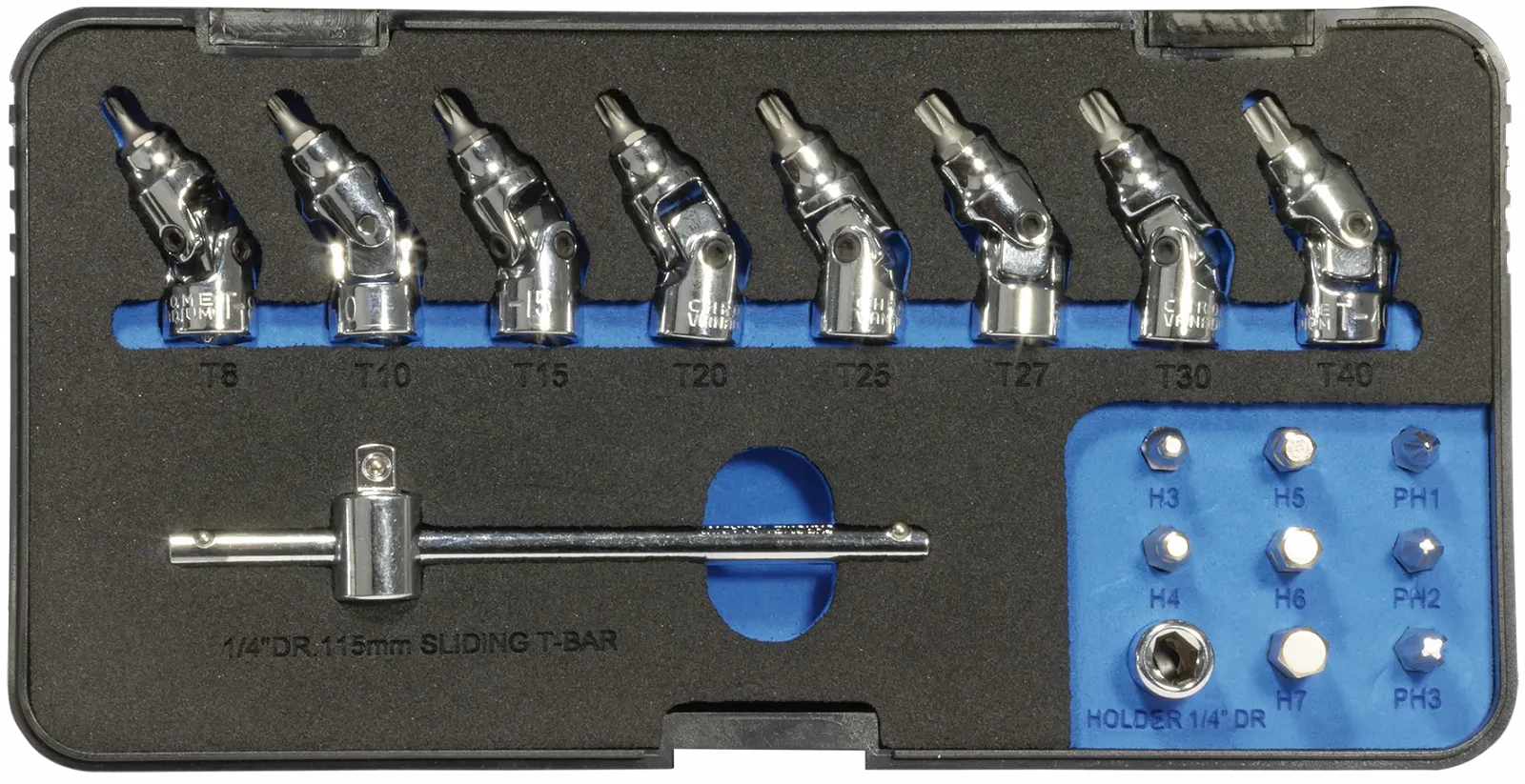 Набор головок-бит с шарниром SW-STAHL 04462L 1/4" 18 предм., фото №1