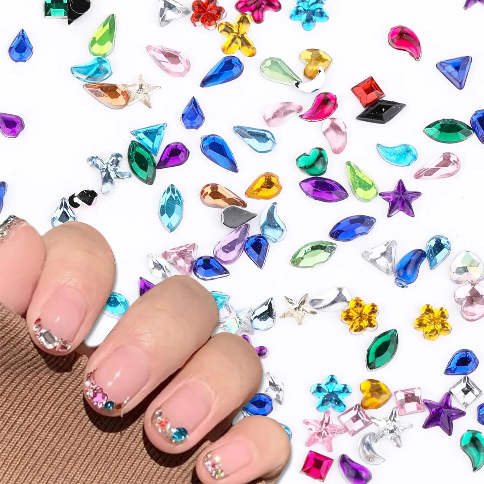 Підвіски для нігтів 3D Стрази Французький стиль Різні форми Кольоровий 3000 шт., фото №1