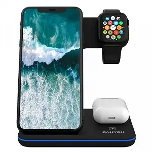 Зарядное устройство Canyon WS-303 3in1 Wireless charger (CNS-WCS303W) synthetic.ua - Фото 1