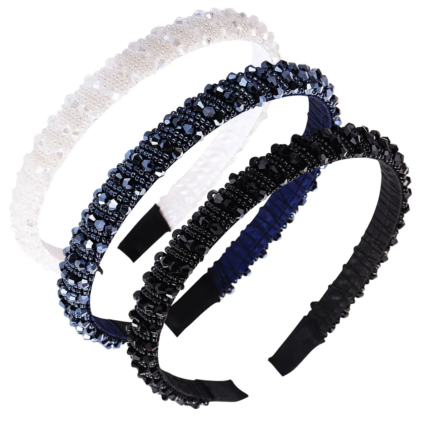 Обруч з блискітками та кришталевими намистинами, фото №1