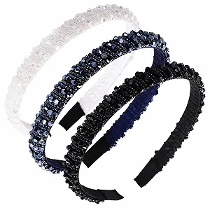 Обруч с блестками и хрустальными бусинами - Фото 1