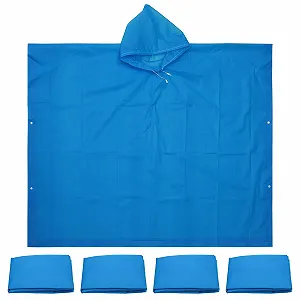 Пончо дощове PATIKIL 5 шт., EVA, 100 x 130 см, синє - Фото 1