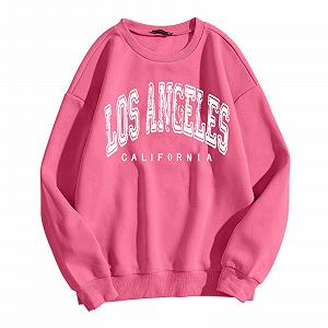 Женский свитшот Los Angeles California, легкий, с круглым вырезом, свободная одежда, спортивный, повседневный, с длинными рукавами, Y2K, однотонный, свободный крой, тонкий, модный с рисунками - Фото 1