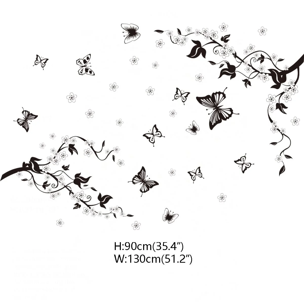 Наклейка на стіну Runtoo Tree Birds Flower Tendril Чорний, фото №4