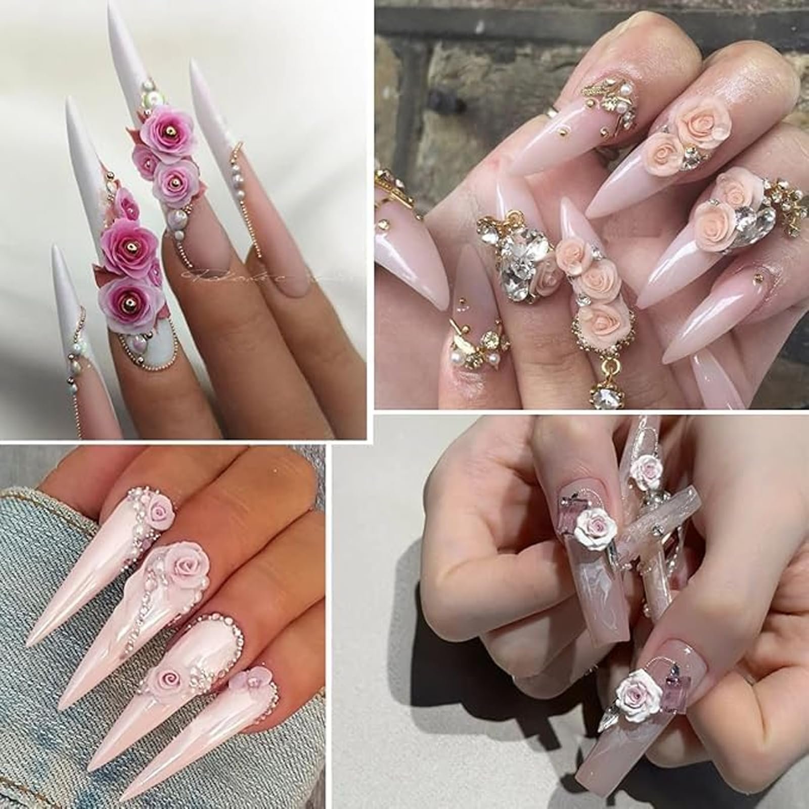 Подвески для ногтей Цветы 3D Цветы для ногтей Роза/Камелия Разноцветные, 2 шт, фото №7