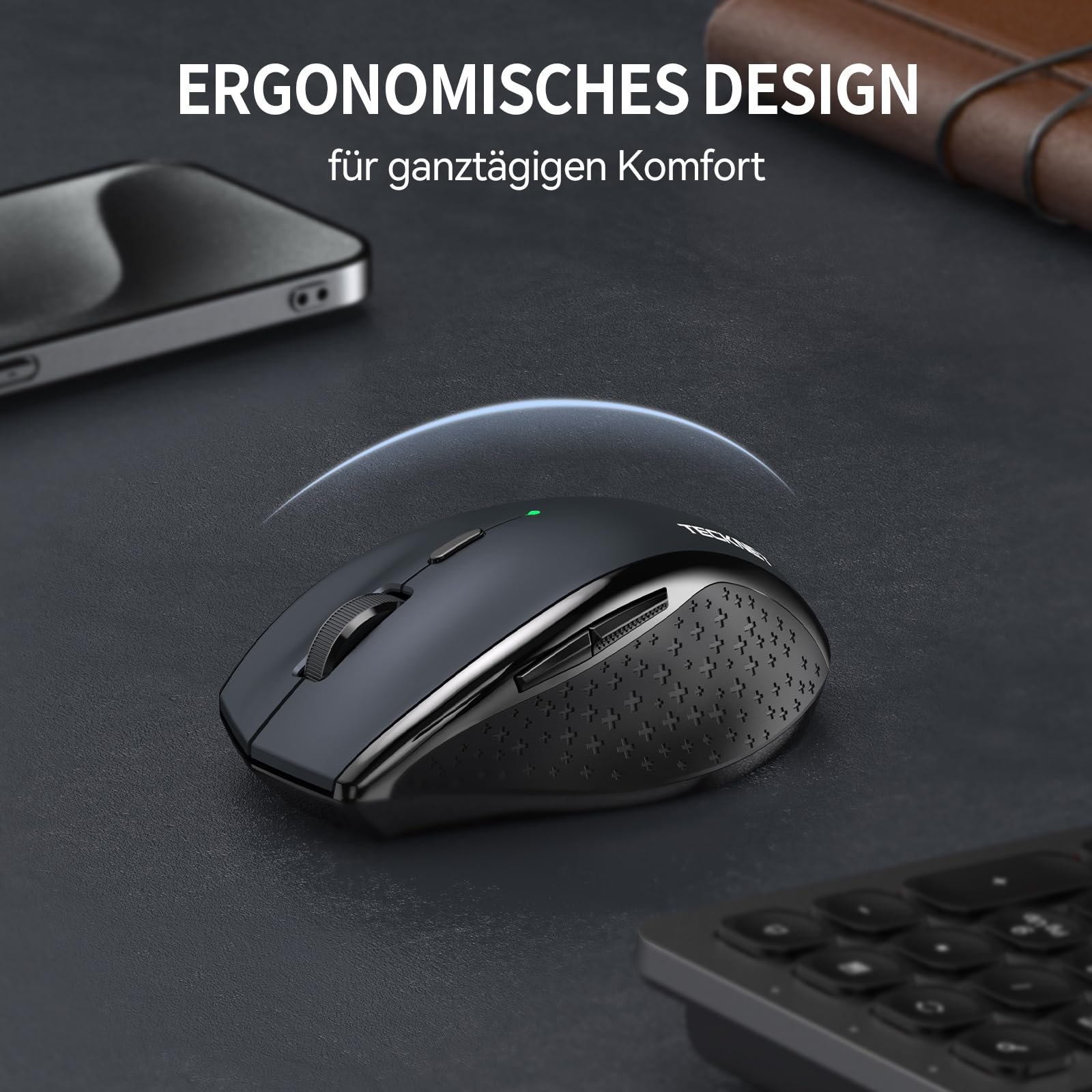 Мышь Беспроводная TECKNET Tri-Mode (BT 5.0/3.0 2.4G) 4800 DPI с USB-приемником, фото №4