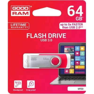 USB флеш-накопитель Goodram 64GB UTS3 Twister Red USB 3.0 UTS3-0640R0R11, фото №3