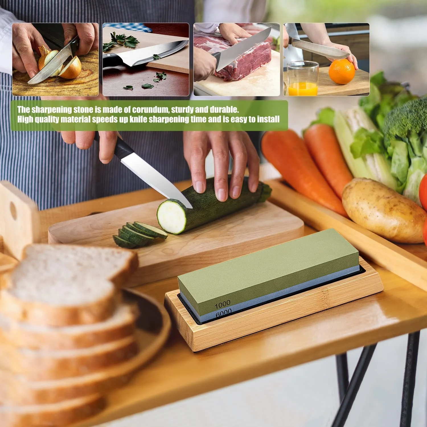 Точильний камінь Набір 1000/6000 Grit з тримачем та захисними рукавичками, фото №3