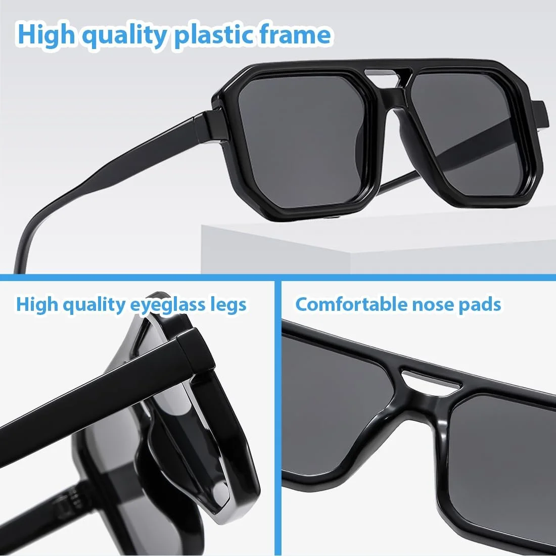 Солнцезащитные очки HAZMA Ретро Aviator Квадратные, фото №3