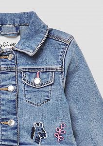 Джинсовая куртка с вышивкой с эффектом потертости synthetic.ua - Фото 1