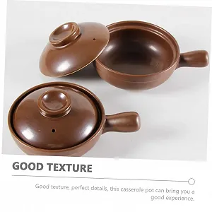 Горшок для риса керамический TOPBATHY Из литиевой керамики с крышкой Малый Антипригарный для плиты synthetic.ua - Фото 1