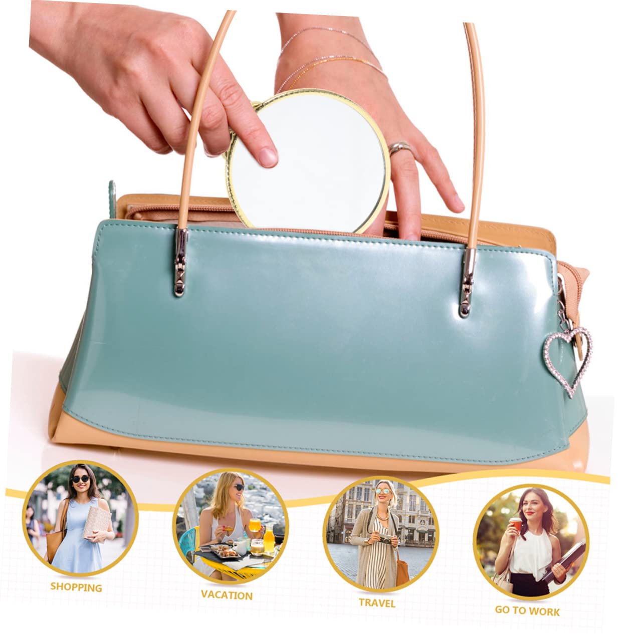 Набор Angoily 6 Зеркал с Ручкой ABS Круглое Маленькое Зеркало Путешествие, фото №2 Набор Angoily 6 Зеркал с Ручкой ABS Круглое Маленькое Зеркало Путешествие, фото №2