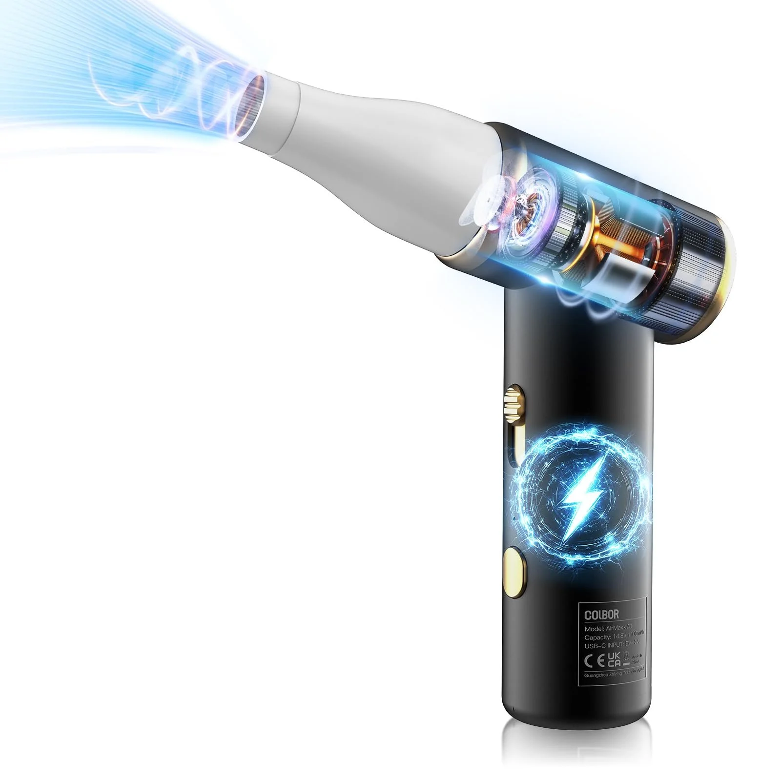 Электрическая воздуходувка COLBOR AirMaxx A1 100,000 RPM LED USB Металлическая, фото №1
