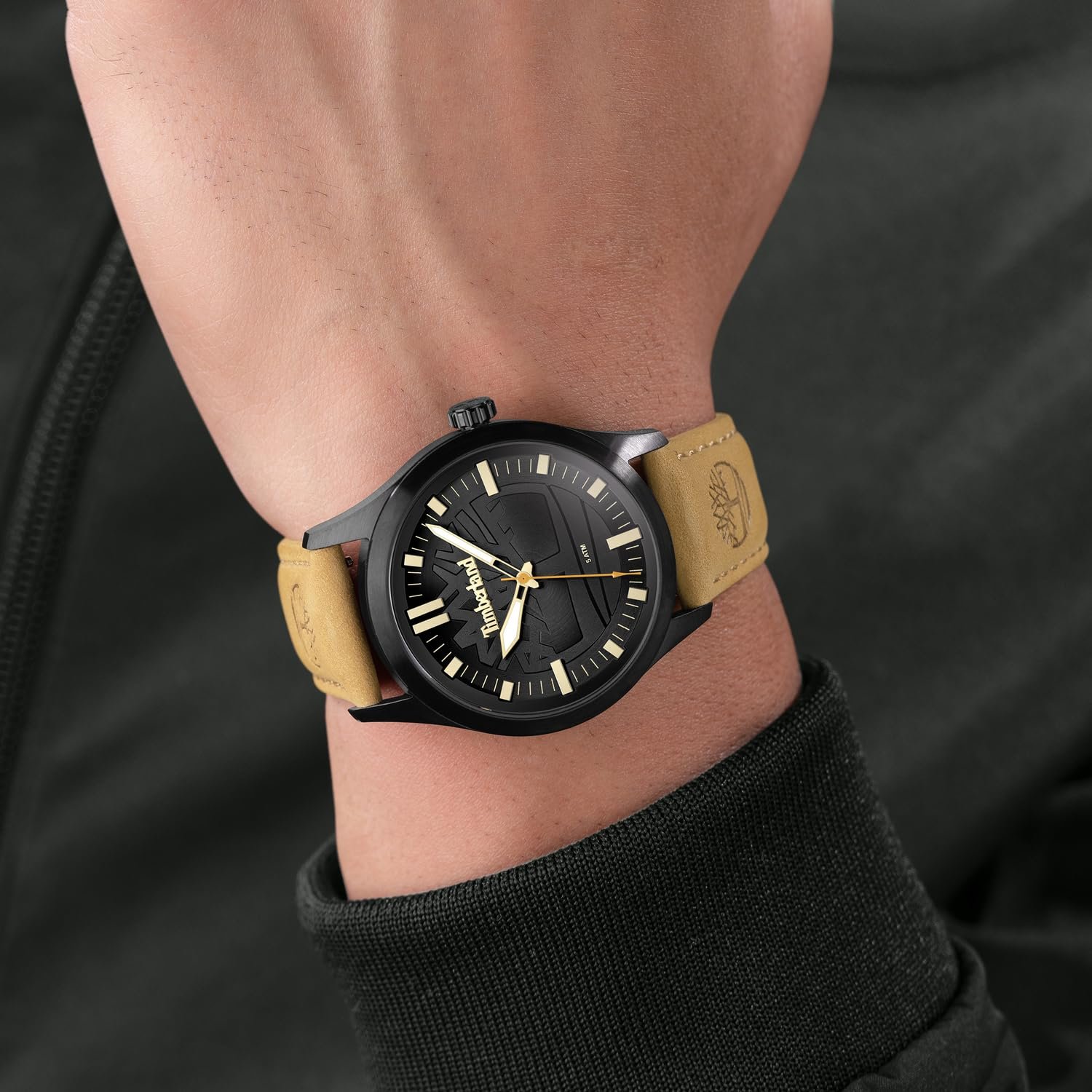Годинник Timberland RAMBUSH TDWGA0029601 Чоловічий Бежевий Шкіряний ремінець 5 Бар Водостійкість Діаметр корпуса: 42 мм Чорний Ремінець, фото №5
