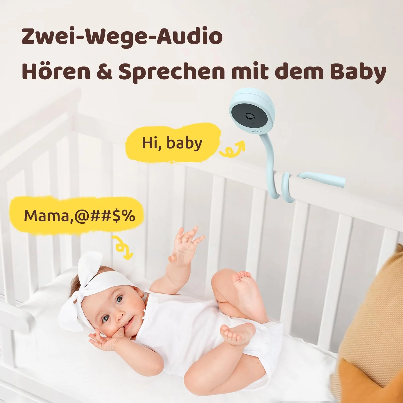 Видеоняня NETVUE 1080P App Two-Way Audio Motion Detection Sleep Analysis Blue 4-in-1 Holder, фото №4 Видеоняня NETVUE 1080P App Two-Way Audio Motion Detection Sleep Analysis Blue 4-in-1 Holder, фото №4