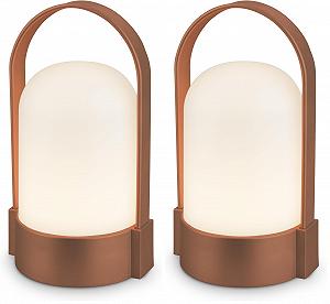 Настольная лампа BRILONER светодиодная аккумуляторная IP44 сенсорная USB-C 9 x 8 x 15.5 см Коричневый металлик - Фото 1