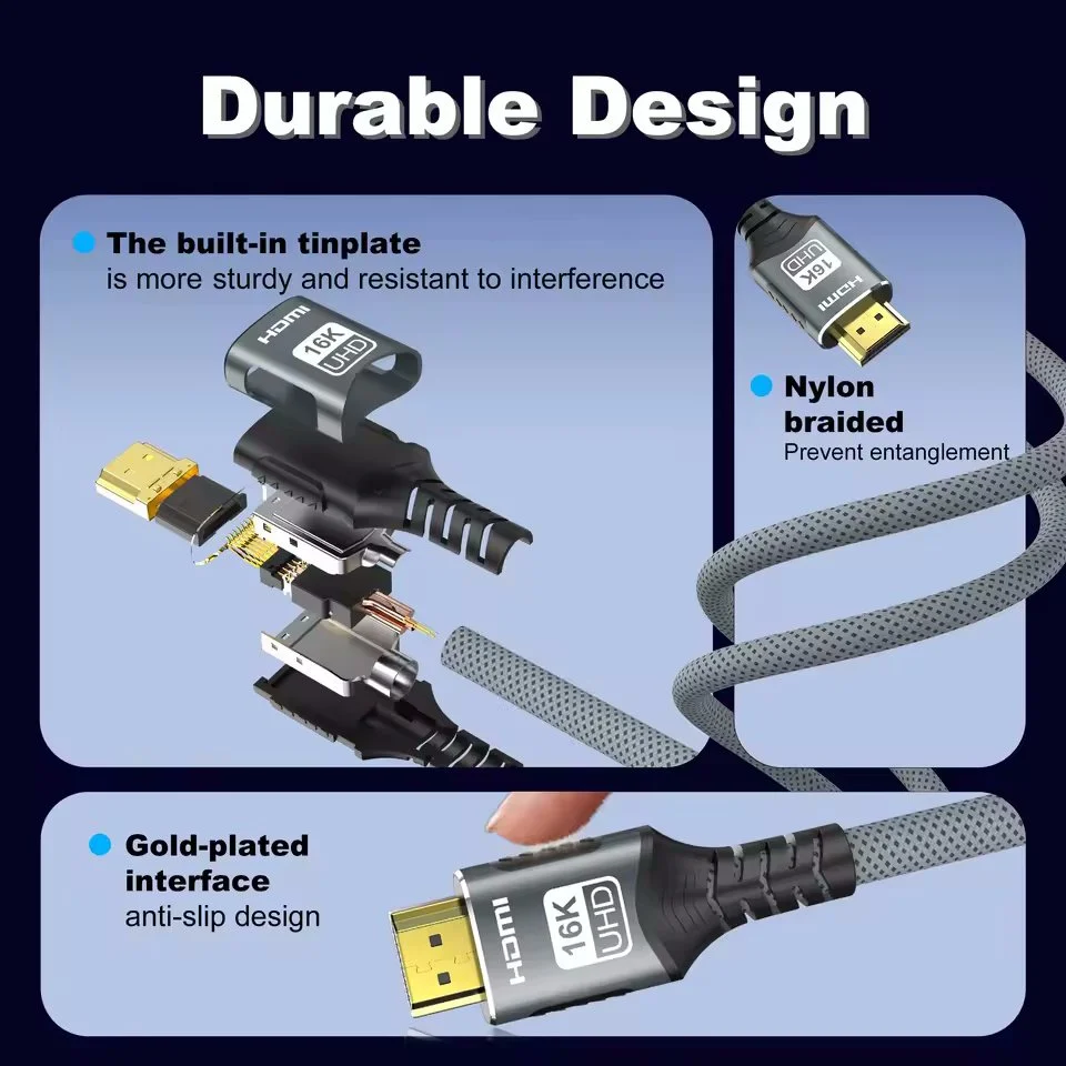 Кабель FDBRO HDMI v2.2 16K/60Hz 8K/240Hz 3 метри Grey Ultra High Speed HDR, фото №5