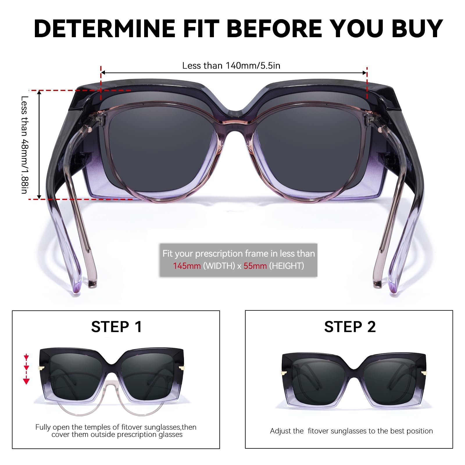 Поляризованные солнцезащитные очки Type LVIOE для женщин UV400 Protection, большая квадратная оправа Shade для вождения, фото №3