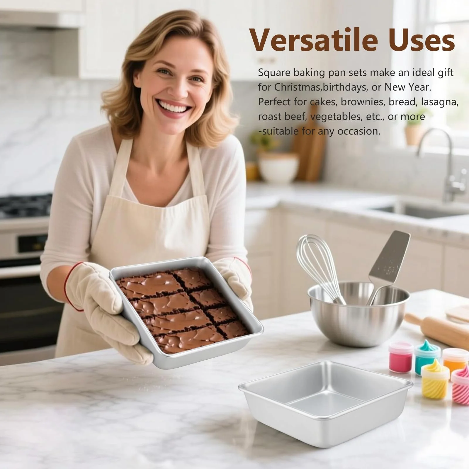 Форма для запекания квадратная Set of 2 (21.5 x 21.5 x 6 см) из анодированного алюминия Silver, фото №6