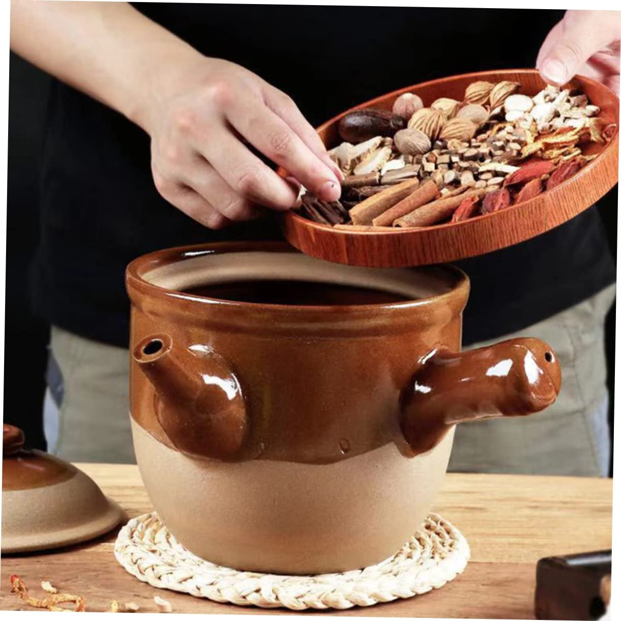 Керамічний горщик Gatuida традиційний середній для варильних поверхонь з нековзними ручками для супу та рису, фото №7