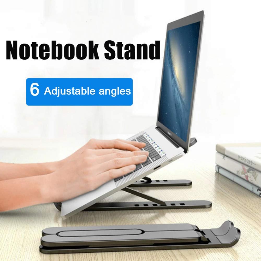 Підставка для ноутбука, портативна складна вентильована настільна  з регулюванням кута нахилу, універсальна, фото №2