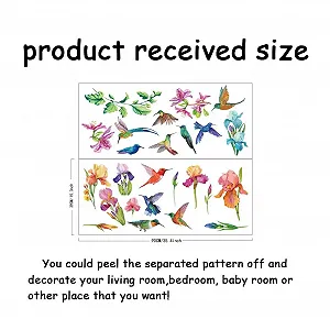 Наклейка на стіну SUPERDANT Колібрі та акварельні квіти вінілова самоклеюча synthetic.ua - Фото 1