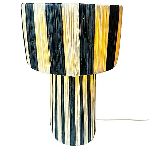 Набір з 2 настільних ламп Marrakech Morjana 42 см Рафія Бохо E27 Бежево-чорна synthetic.ua - Фото 1