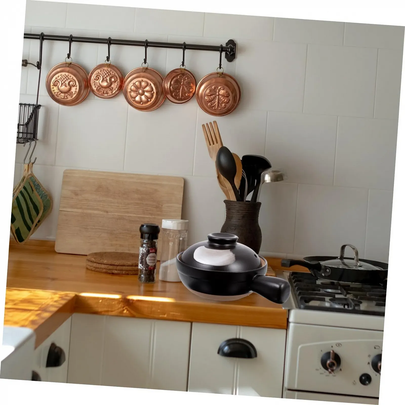 Кастрюля Керамическая Маленькая с крышкой с отверстием Жаростойкая с ручкой, фото №6