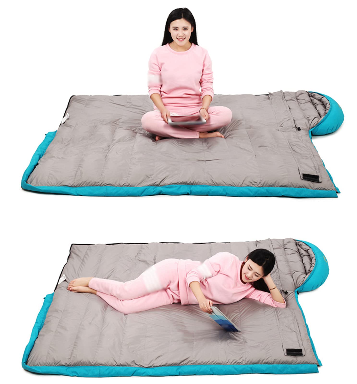 Спальний мішок MYVVKIA для дорослих з білого качиного пуху теплий 4-сезонний, фото №5