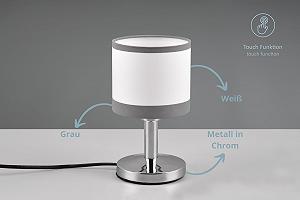 Настільна лампа Davis Modern On/Off Touch Fabric Shade Excl. 1 x E14 Max. 10 Вт Ø12 см 22 см Metal Chrome synthetic.ua - Фото 1