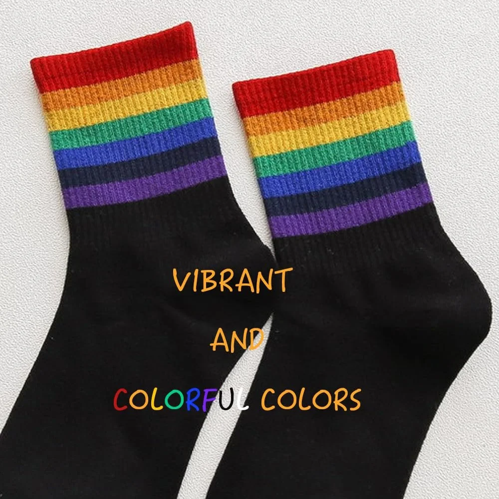 Носки Rainbow Pride, 2 пары, спортивные носки CSD, ЛГБТК аксессуары унисекс, подарки Rainbow, Gay Pride, белые, для мужчин и женщин, фото №5