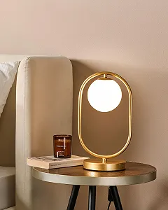 Настільна лампа Yankee Metal / Glass Round Glass Ball приліжкова Золотистий Білий synthetic.ua - Фото 1