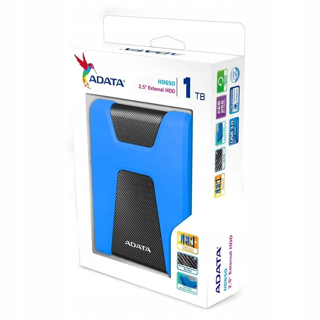 Внешний жесткий диск ADATA DashDrive Durable HD650 AHD650-1TU31-CBL 1 TB 2.5" USB 3.1 Синий, фото №7