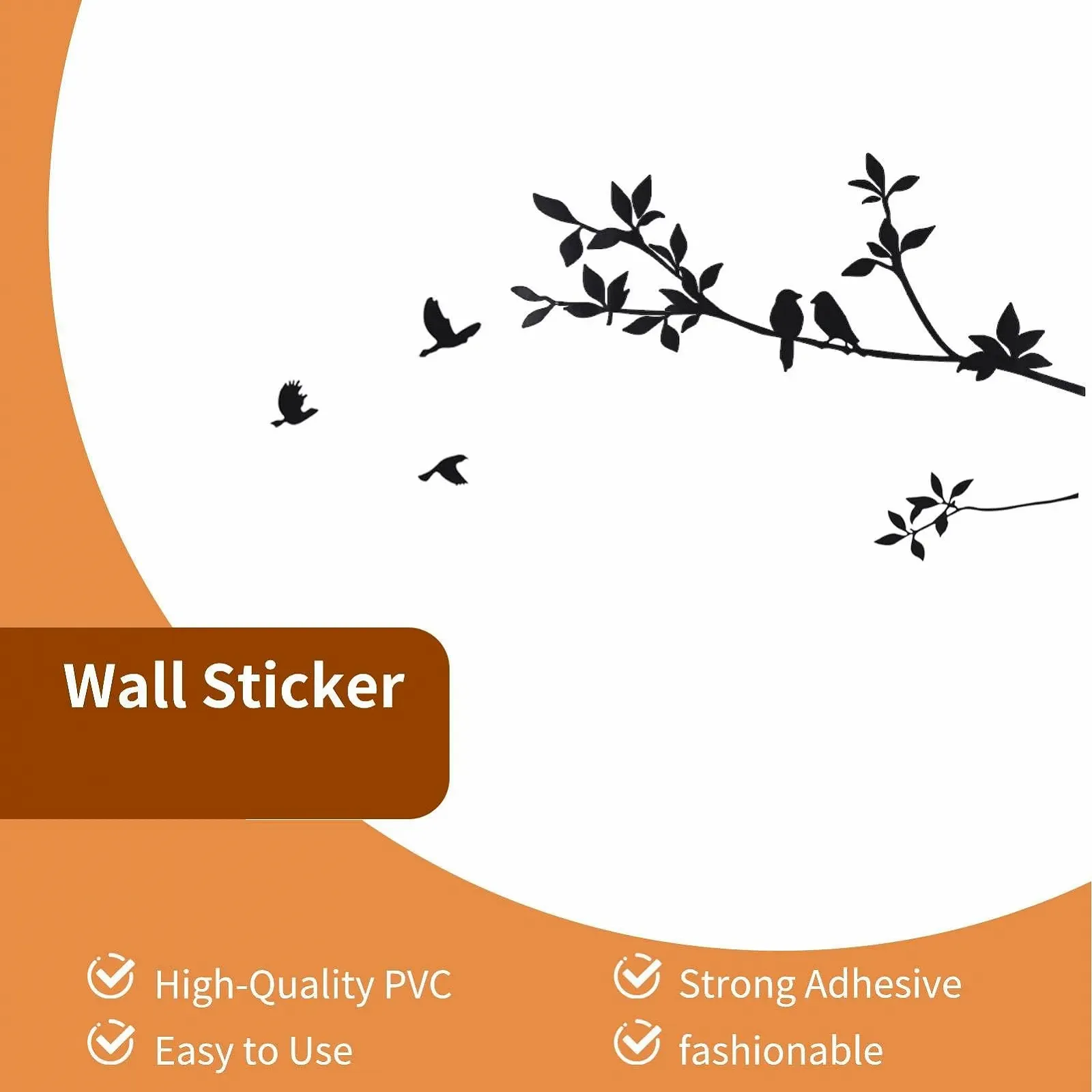Наклейки на стіну Birds on Branch Чорні, фото №2 Наклейки на стіну Birds on Branch Чорні, фото №2