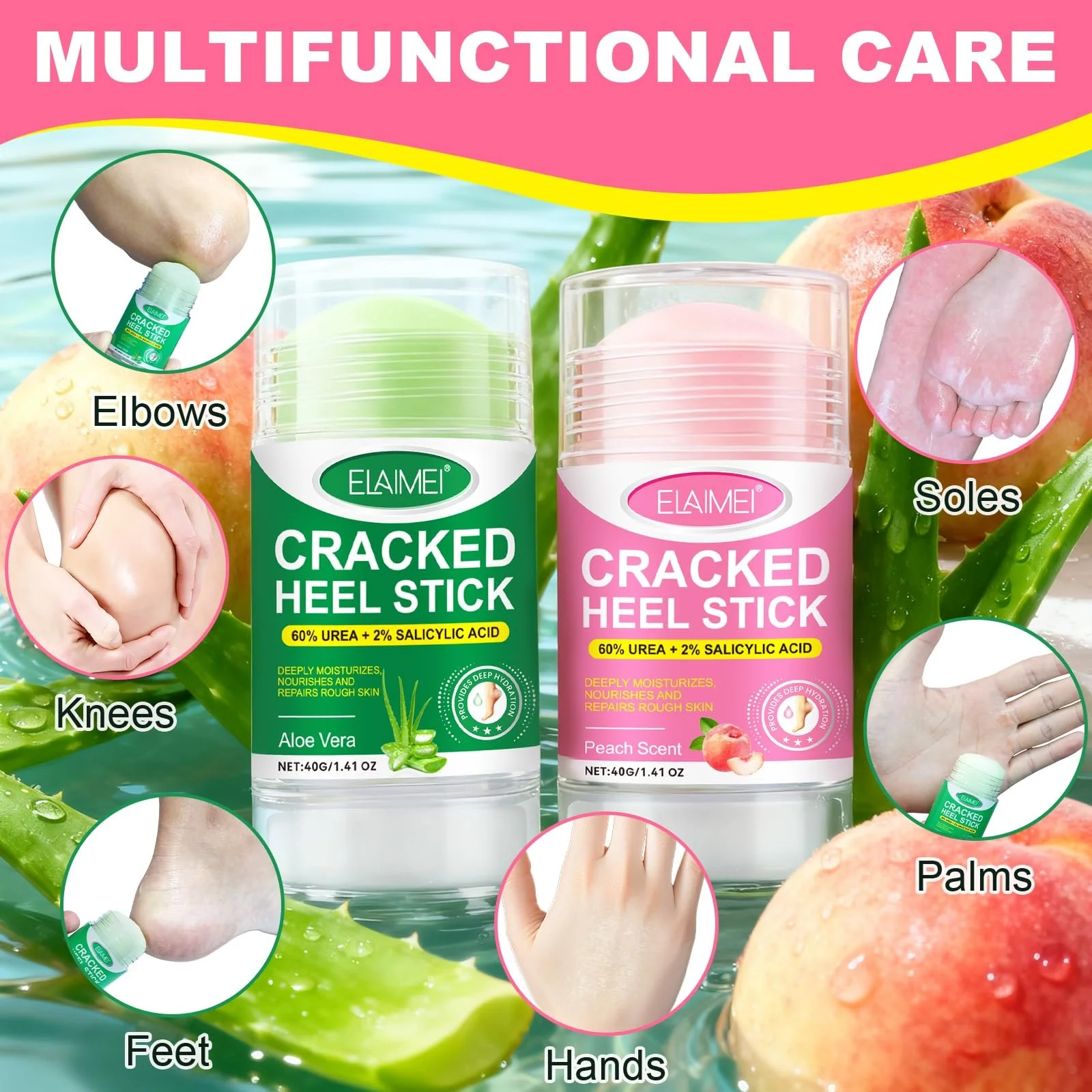 Карандаш для ухода за ногами с мочевиной 60% и салициловой кислотой 2% Интенсивное восстановление Алоэ вера или Персик 2 шт., фото №4 Карандаш для ухода за ногами с мочевиной 60% и салициловой кислотой 2% Интенсивное восстановление Алоэ вера или Персик 2 шт., фото №4