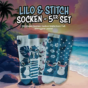 Шкарпетки United Labels Disney Lilo & Stitch 38-43 Блакитний, 5 пар synthetic.ua - Фото 1