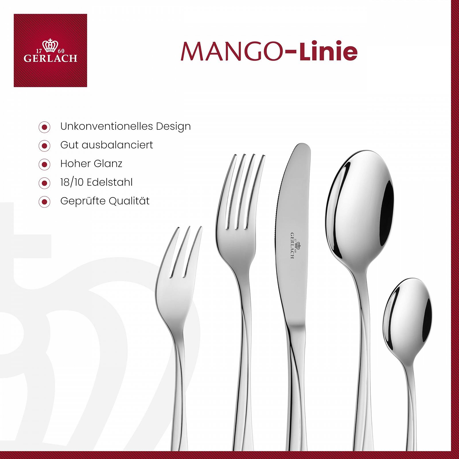 Набір столових приборів Gerlach 1760, нержавіюча сталь, 6 персон, 30 предметів, ніж, виделка, ложка, блискучий, фото №2 Набір столових приборів Gerlach 1760, нержавіюча сталь, 6 персон, 30 предметів, ніж, виделка, ложка, блискучий, фото №2