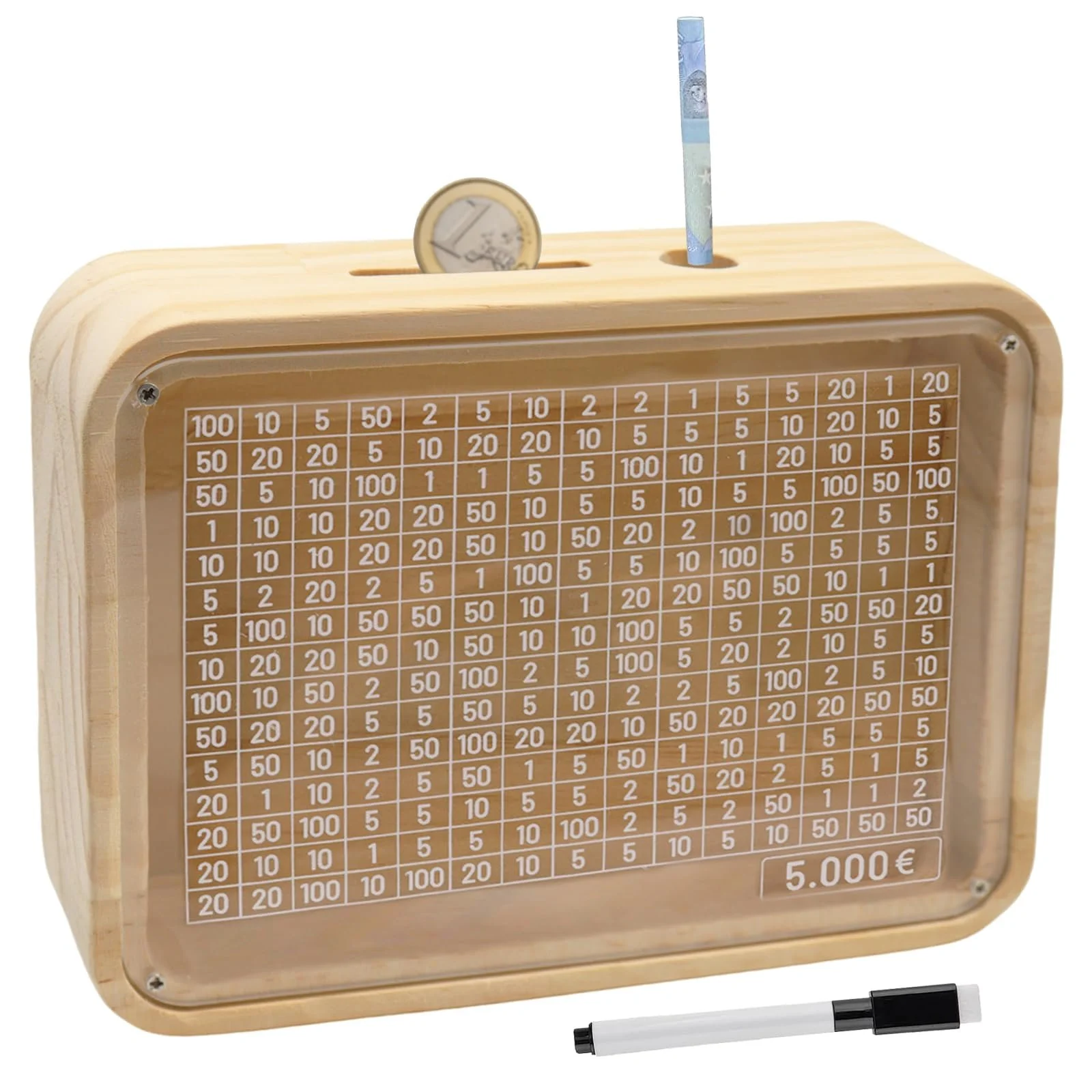 Скарбничка Wooden Money Box з числами Дерев'яна Ретро Багаторазова, фото №1