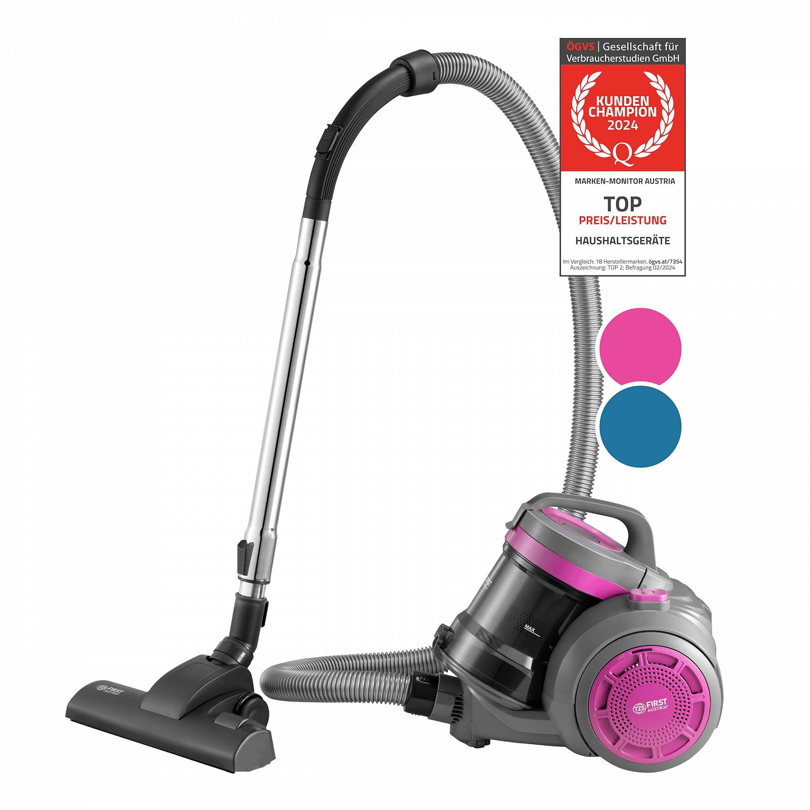 Пилосос TZS First Austria Безмішковий 800 Вт HEPA Фільтр для Алергіків 4.8 м Кабель 2 л Фіолетовий/Сірий, фото №1