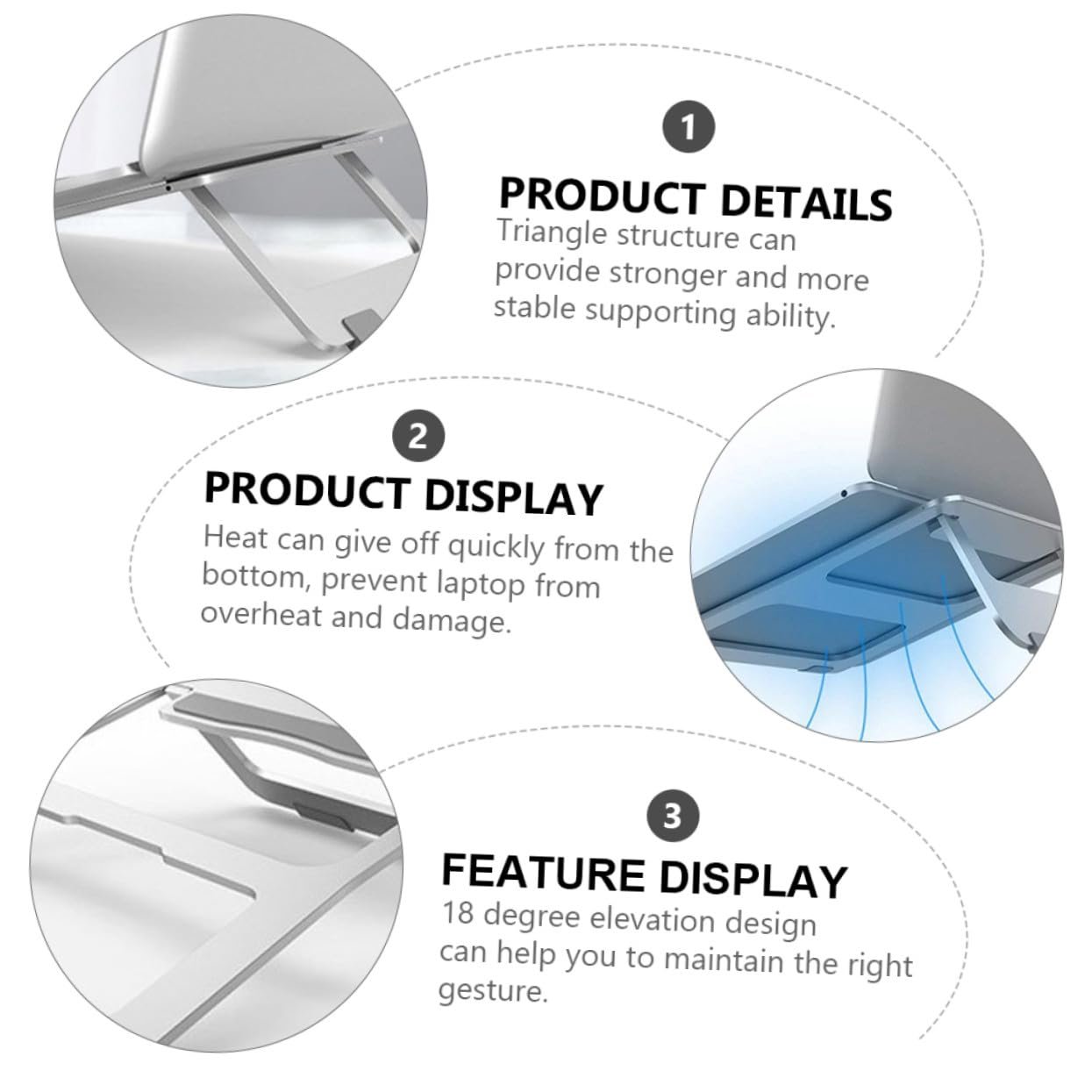 Підставка для ноутбука Operitacx Алюмінієва складана з нековзною силіконовою, фото №7