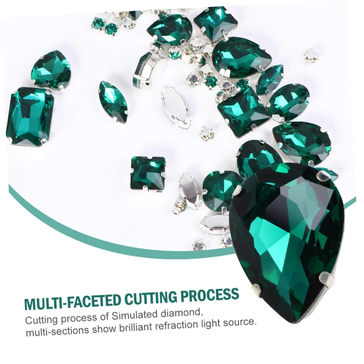 Кристаллы Lurrose, 50 шт, Блестящие, Искусственные, Зеленые, в форме слезы, фото №9