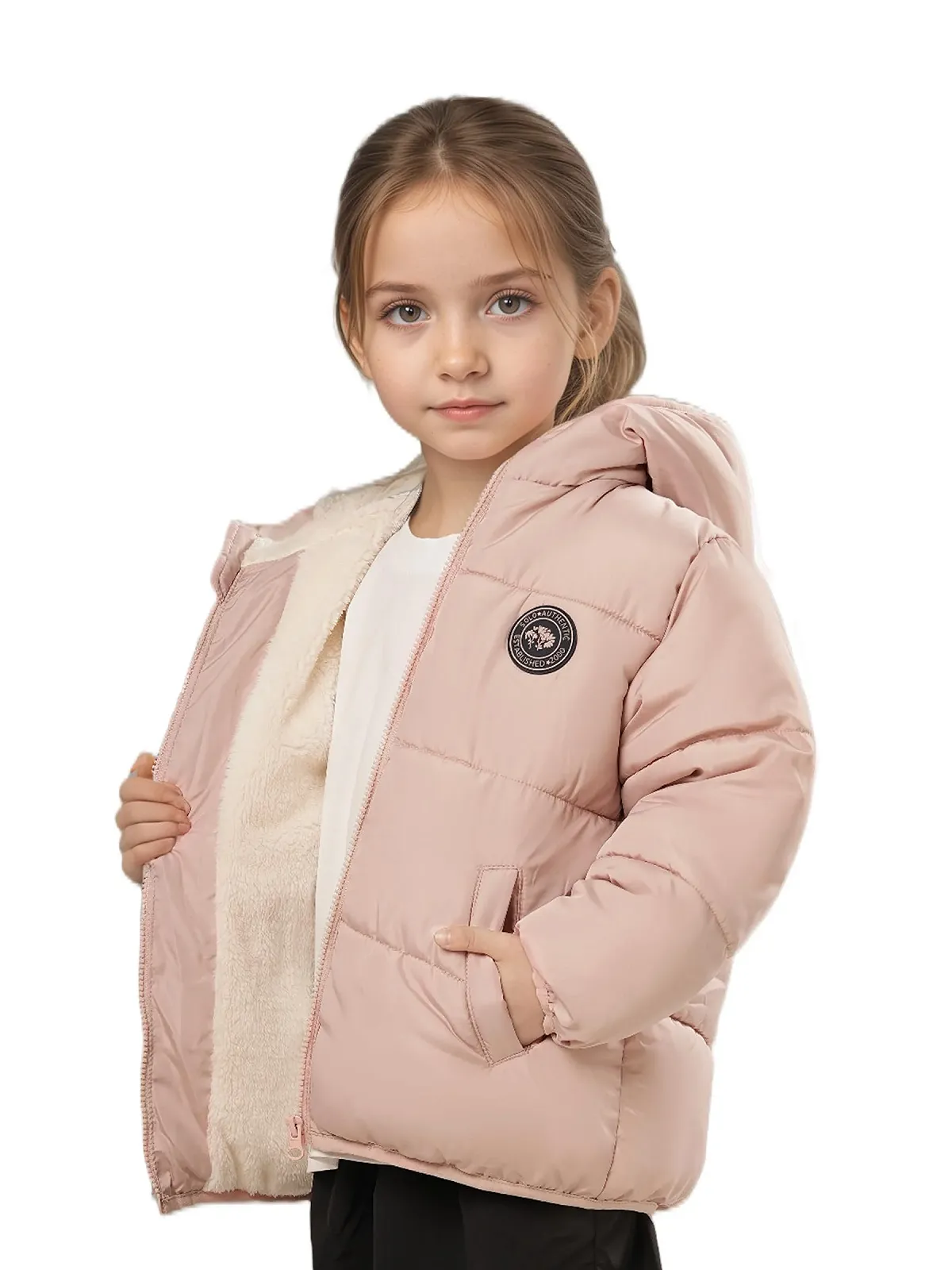 Зимова куртка з капюшоном Sunny Sprout для малюків, утеплена пухова куртка з вітрозахисними рукавами та флісовою підкладкою, фото №2