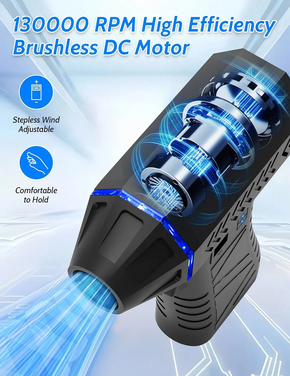 Электрическая воздуходувка LAMA Mini Jet Blower 130000 RPM переносная, фото №2 Электрическая воздуходувка LAMA Mini Jet Blower 130000 RPM переносная, фото №2