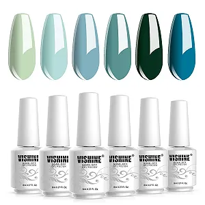 Гель-лак Vishine, набір, синій, оливково-зелений, 6 шт по 8 мл - Фото 1