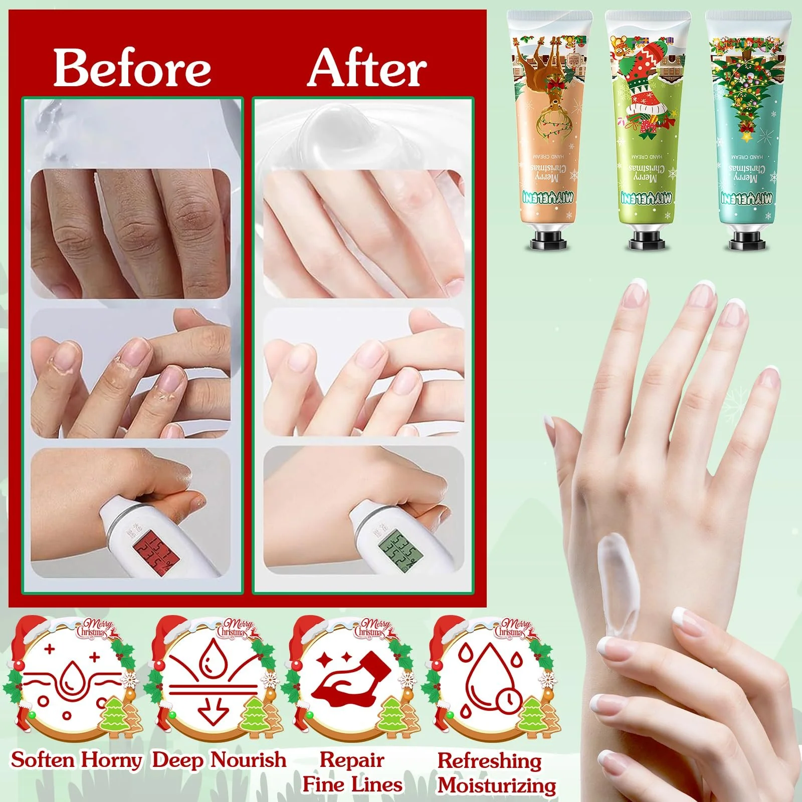 Набір міні-кремів для рук, 15 штук, Різдвяний, для потрісканих рук, фото №4