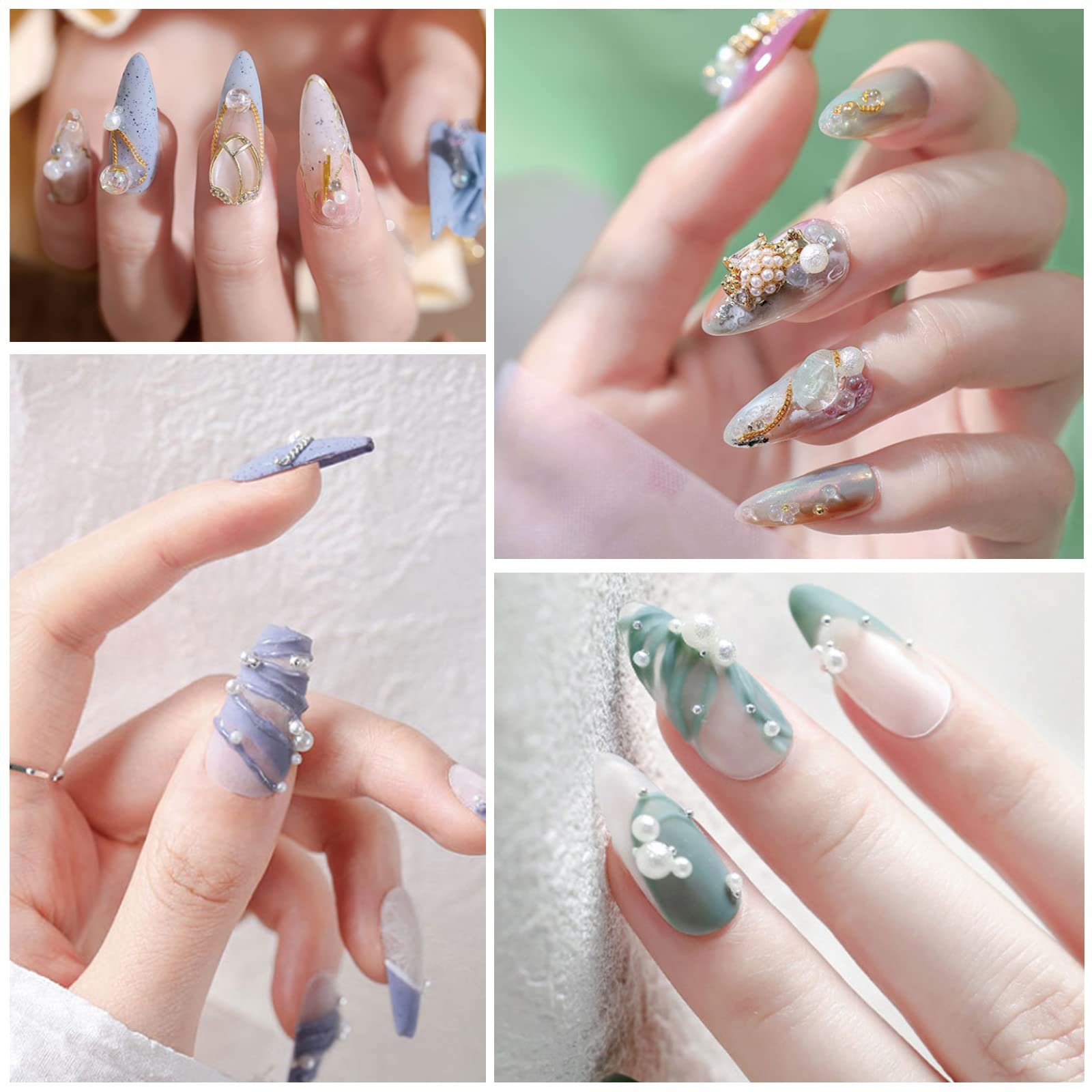 Ікра для нігтів, 5 коробок, мікс кольорів, кришталеві стрази, фото №6