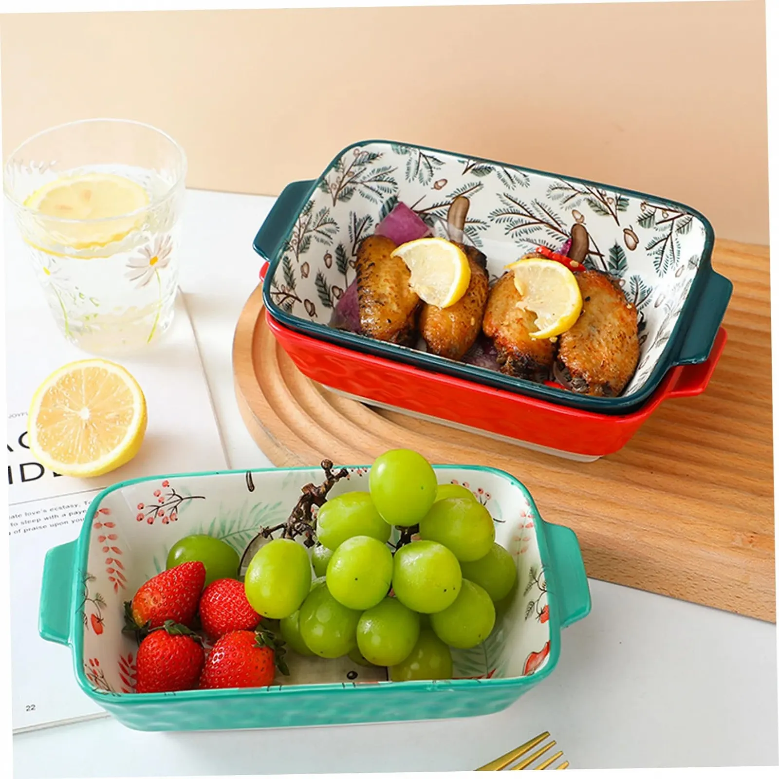 Форма для запекания керамическая прямоугольная с ручками и рисунком животных 22 x 12 см Style 4Baking, фото №4 Форма для запекания керамическая прямоугольная с ручками и рисунком животных 22 x 12 см Style 4Baking, фото №4