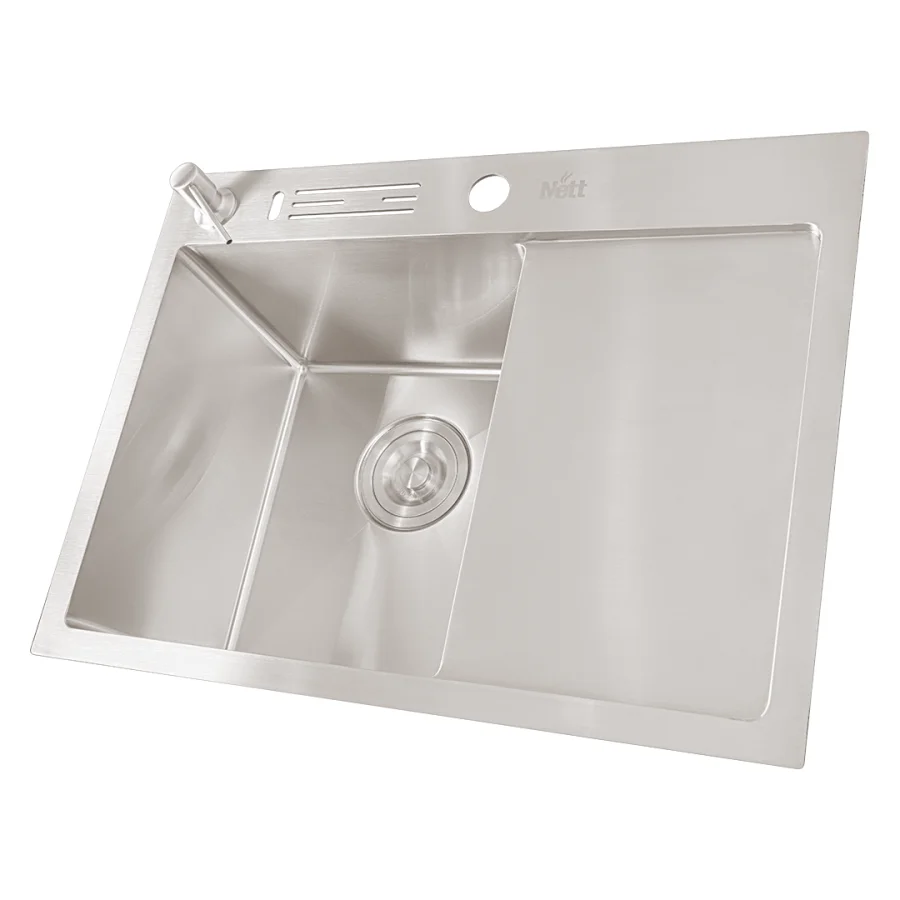 Накладна кухонна мийка з крилом Nett NS-6045(R/L), фото №1