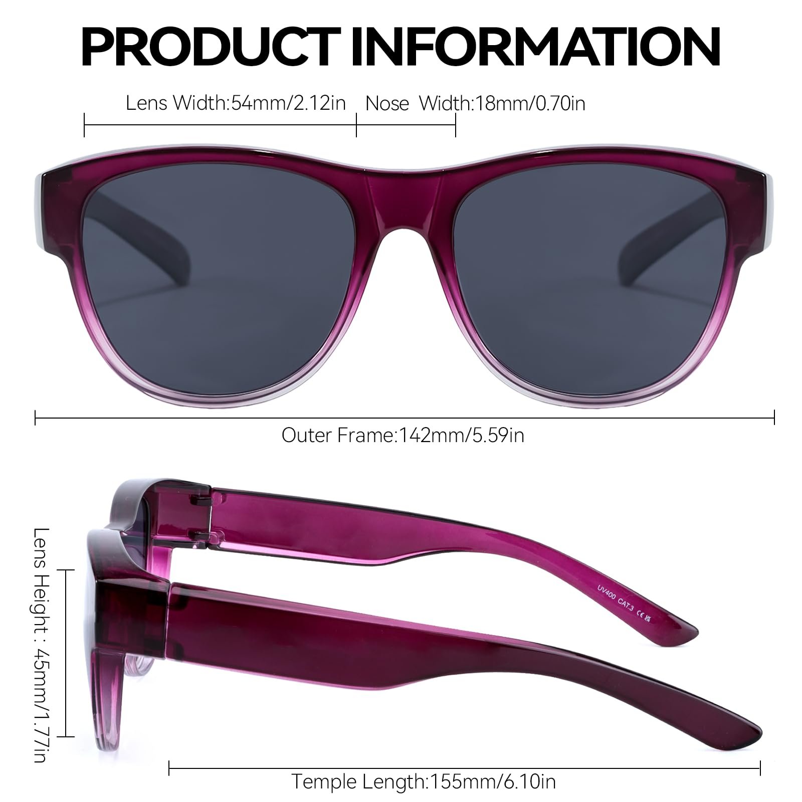 Поляризовані сонцезахисні окуляри поверх звичайних Myiaur для жінок, TR90 модна оправа, захист UV400, фото №4